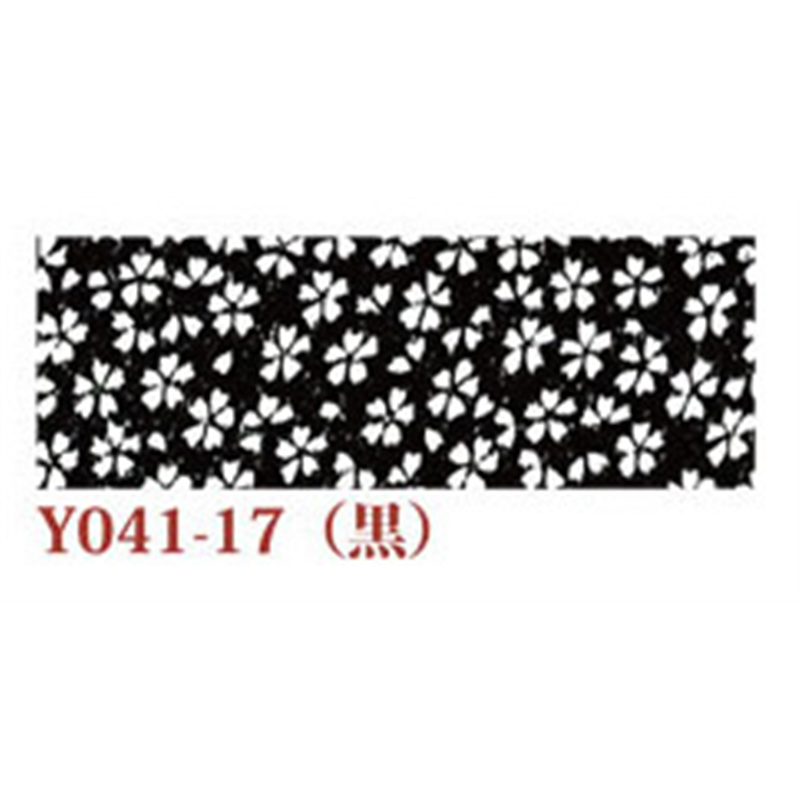 日本紐釦貿易 ちりめん 友禅 桜柄 黒 巾約70cm×7ｍ切売カット 1枚（ご注文単位1枚）【直送品】