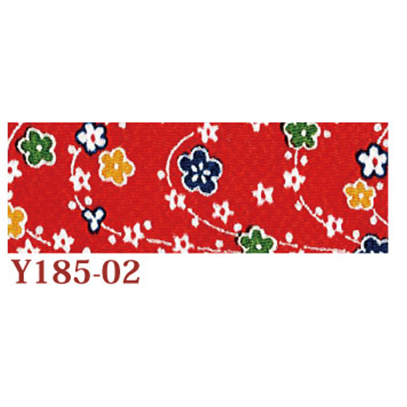 日本紐釦貿易 ちりめん 友禅 花柄 赤 巾約70cm×3ｍ切売カット 1枚（ご注文単位1枚）【直送品】