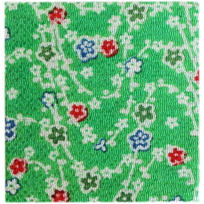 日本紐釦貿易 ちりめん 友禅 花柄 緑 巾約70cm×4ｍ切売カット 1枚（ご注文単位1枚）【直送品】