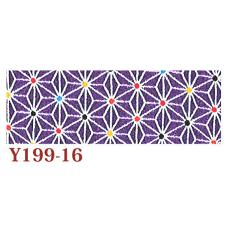 日本紐釦貿易 ちりめん 友禅 麻の葉 紫 巾約70cm×10ｍ切売カット 1枚（ご注文単位1枚）【直送品】