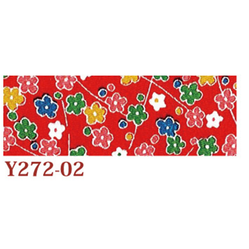 日本紐釦貿易 ちりめん 友禅 花柄 赤 巾約70cm×7ｍ切売カット 1枚（ご注文単位1枚）【直送品】