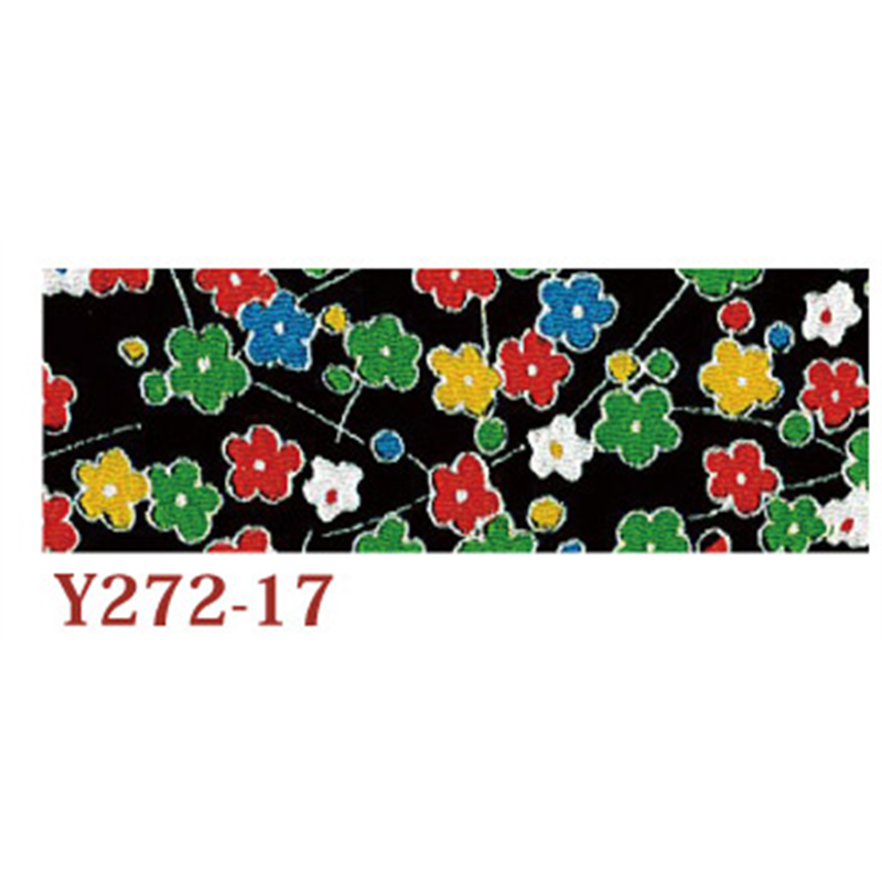 日本紐釦貿易 ちりめんカット 友禅 約23×33cm 花柄 黒 Y272-17 1枚（ご注文単位1枚）【直送品】