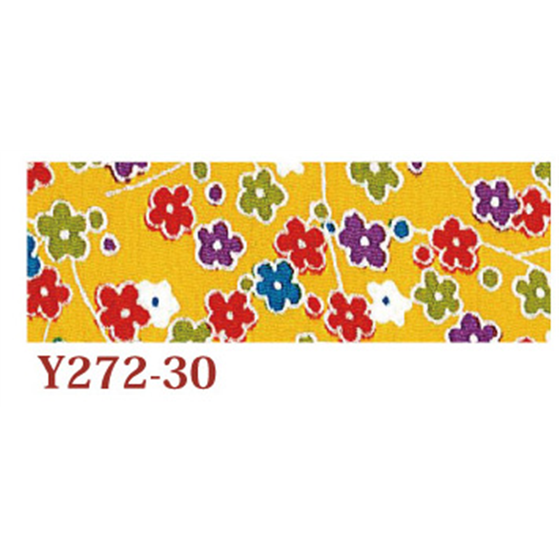 日本紐釦貿易 ちりめん 友禅 花柄 黄色 巾約70cm×2ｍ切売カット 1枚（ご注文単位1枚）【直送品】