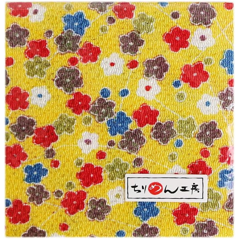 日本紐釦貿易 ちりめん 友禅 花柄 黄色 巾約70cm×6m切売カット 1枚(ご注文単位1枚)【直送品】