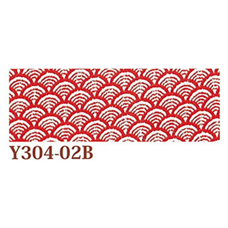 日本紐釦貿易 ちりめん 友禅 青海波 赤 巾約70cm×6ｍ切売カット 1枚（ご注文単位1枚）【直送品】