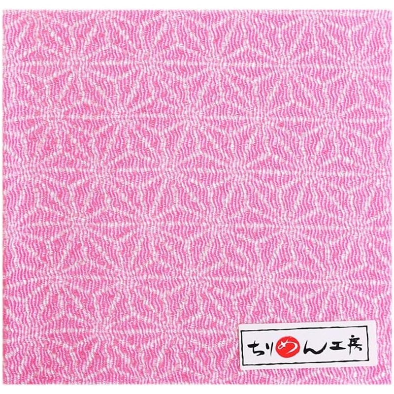 日本紐釦貿易 ちりめん 友禅 麻の葉 ピンク 巾約70cm×6m切売カット 1枚(ご注文単位1枚)【直送品】