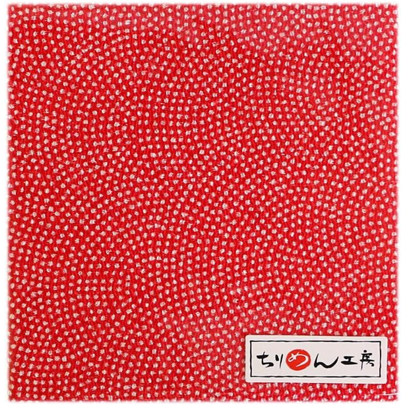 日本紐釦貿易 ちりめん 友禅 点描 青海波 赤 巾約70cm×8ｍ切売カット 1枚（ご注文単位1枚）【直送品】