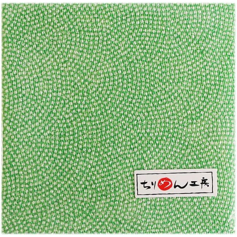 日本紐釦貿易 ちりめん 友禅 点描 青海波 緑 巾約70cm×2ｍ切売カット 1枚（ご注文単位1枚）【直送品】