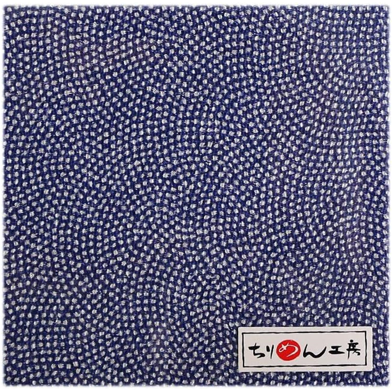 日本紐釦貿易 ちりめん 友禅 点描 青海波 青 巾約70cm×7ｍ切売カット 1枚（ご注文単位1枚）【直送品】