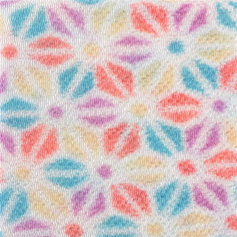 日本紐釦貿易 ちりめん 友禅 麻の葉 暖色系 巾約70cm×2m切売カット 1枚(ご注文単位1枚)【直送品】