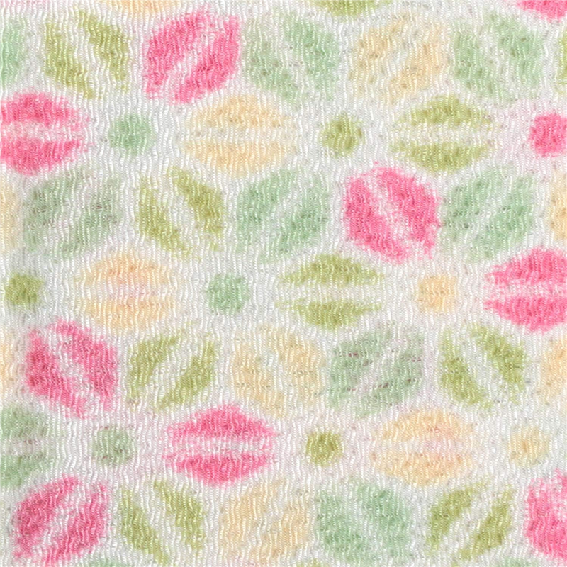 日本紐釦貿易 ちりめん 友禅 麻の葉 緑系 巾約70cm×6m切売カット 1枚(ご注文単位1枚)【直送品】