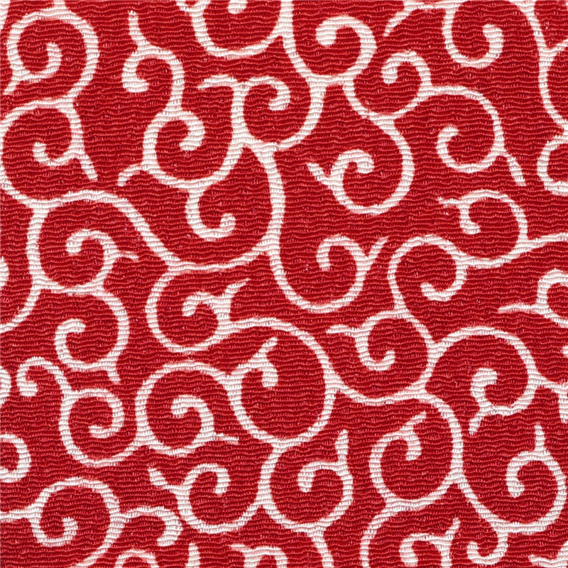 日本紐釦貿易 ちりめん 友禅 唐草 赤 巾約70cm×3ｍ切売カット 1枚（ご注文単位1枚）【直送品】