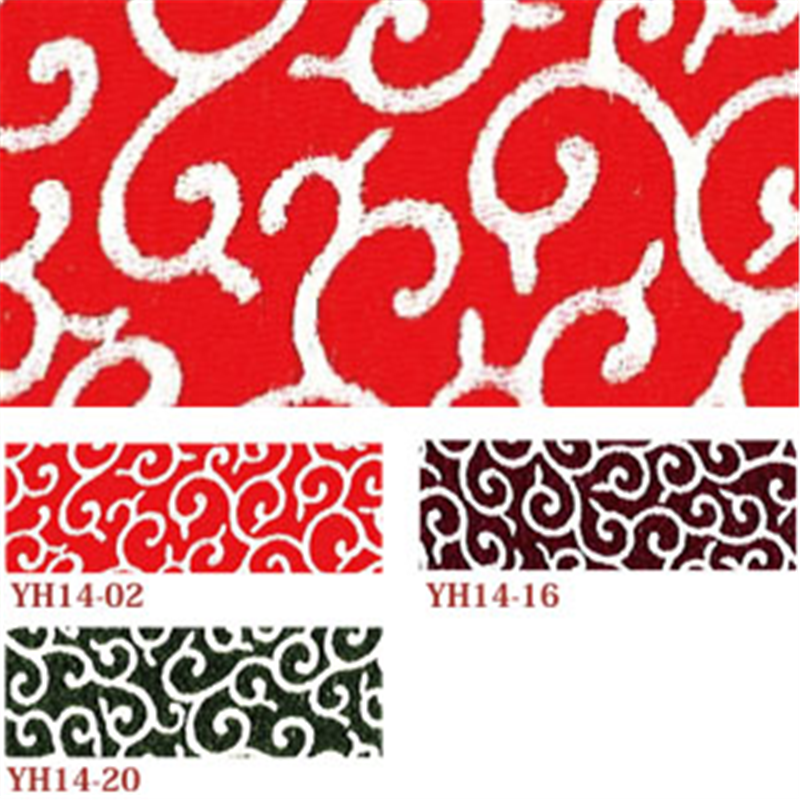 日本紐釦貿易 ちりめん 友禅 唐草 赤 巾約70cm×3ｍ切売カット 1枚（ご注文単位1枚）【直送品】