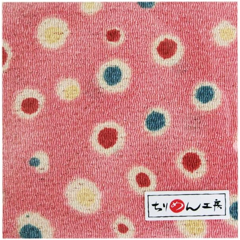 日本紐釦貿易 ちりめん 友禅 水玉 ピンク 巾約70cm×10ｍ切売カット 1枚（ご注文単位1枚）【直送品】