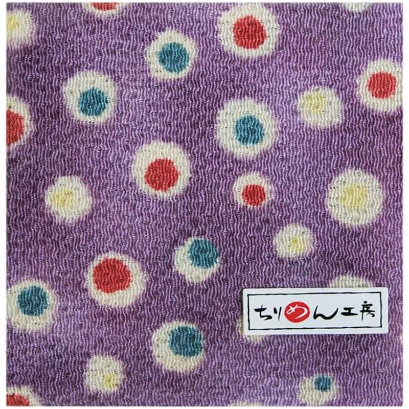 日本紐釦貿易 ちりめん 友禅 水玉 紫 巾約70cm×9ｍ切売カット 1枚（ご注文単位1枚）【直送品】