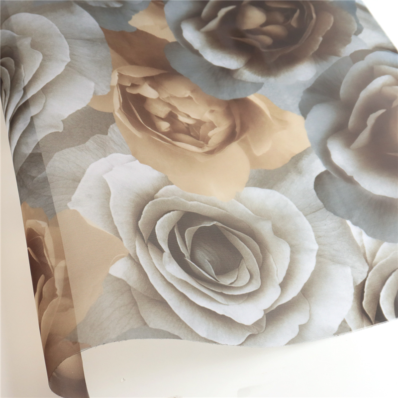 日本紐釦貿易 転写チュール グレーと茶色のバラ 巾約68cm 3mカット 52206-1032-3M 1枚（ご注文単位1枚）【直送品】