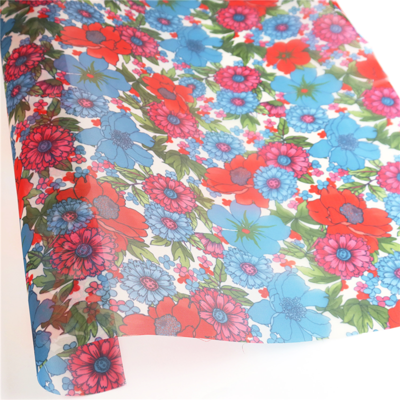 日本紐釦貿易 転写チュール 赤と青の花 巾約68cm 1mカット F96666-1003-1M 1枚（ご注文単位1枚）【直送品】