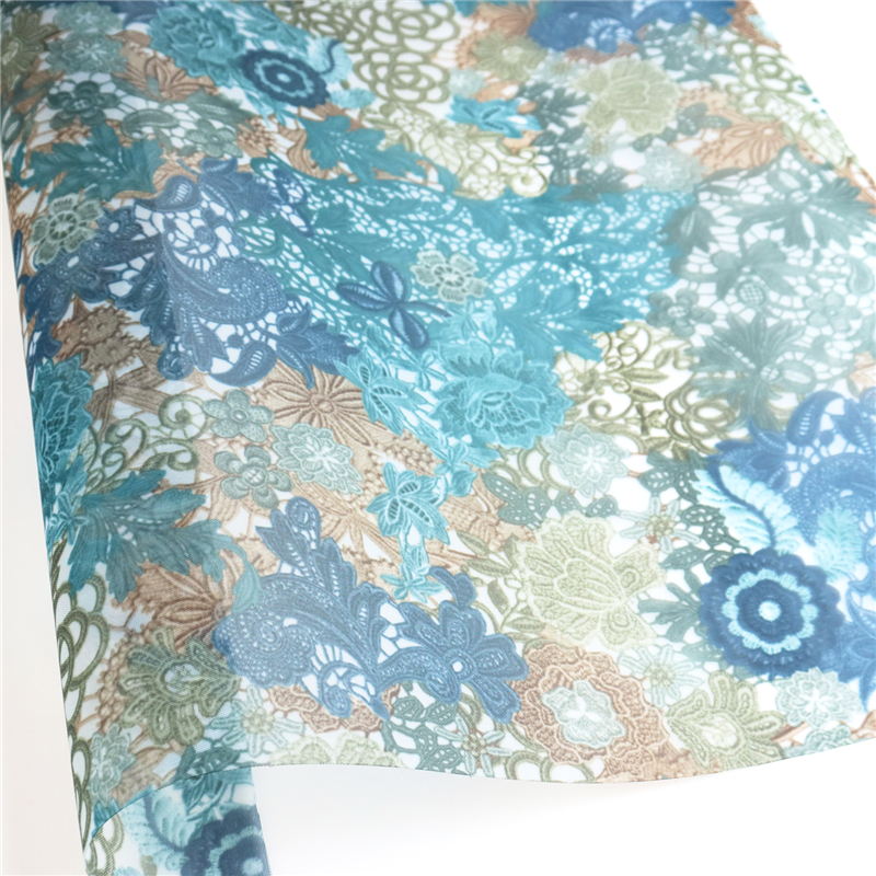 日本紐釦貿易 転写チュール 青と緑の植物 巾約68cm 1mカット F96874-1155-1M 1枚（ご注文単位1枚）【直送品】