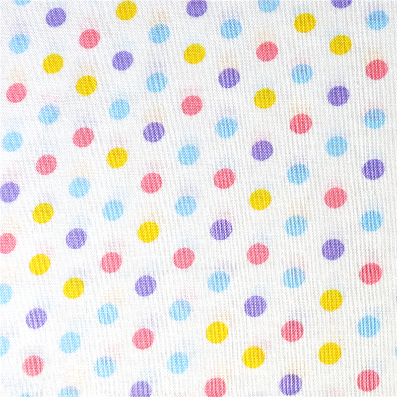 日本紐釦貿易 Happy Sweet Collection ドット スケア プリント生地 巾約110cm 白×カラフル 5mカット HS1284-110-5M 1枚（ご注文単位1枚）【直送品】