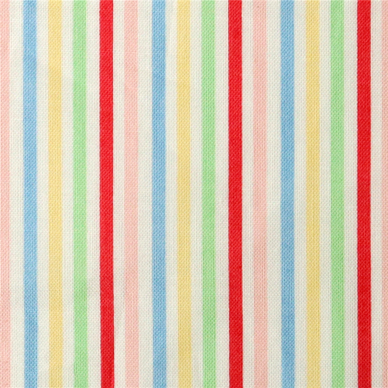 日本紐釦貿易 Happy Sweet Collection ストライプ細 スケア プリント生地 巾約110cm カラフル×生成 9mカット HS1281-12-9M 1枚(ご注文単位1枚)【直送品】