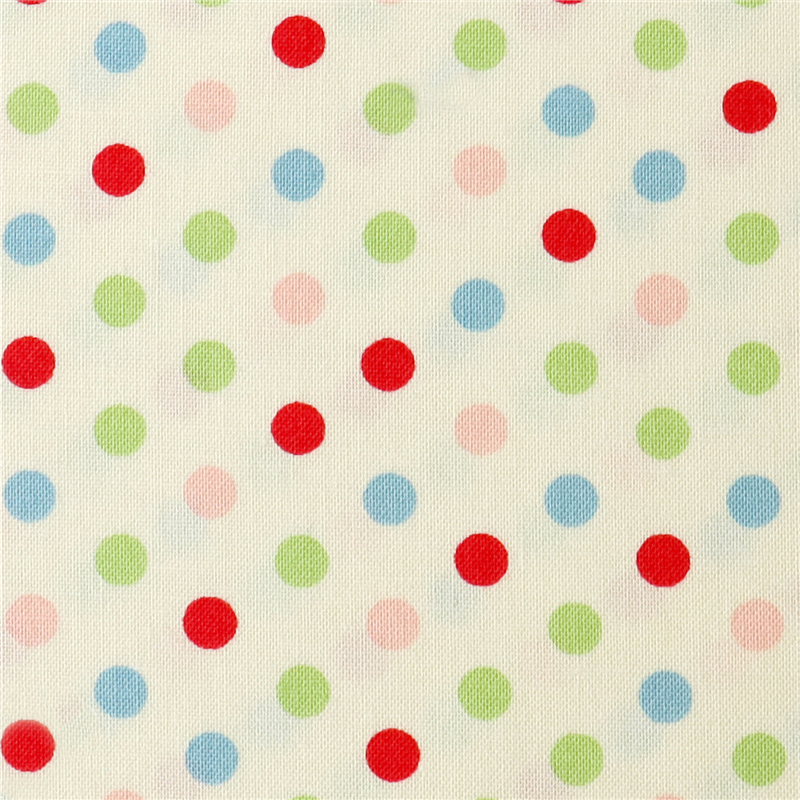>日本紐釦貿易 Happy Sweet Collection ドット スケア プリント生地 巾約110cm カラフル×生成 10mカット HS1284-10-10M 1枚（ご注文単位1枚）【直送品】