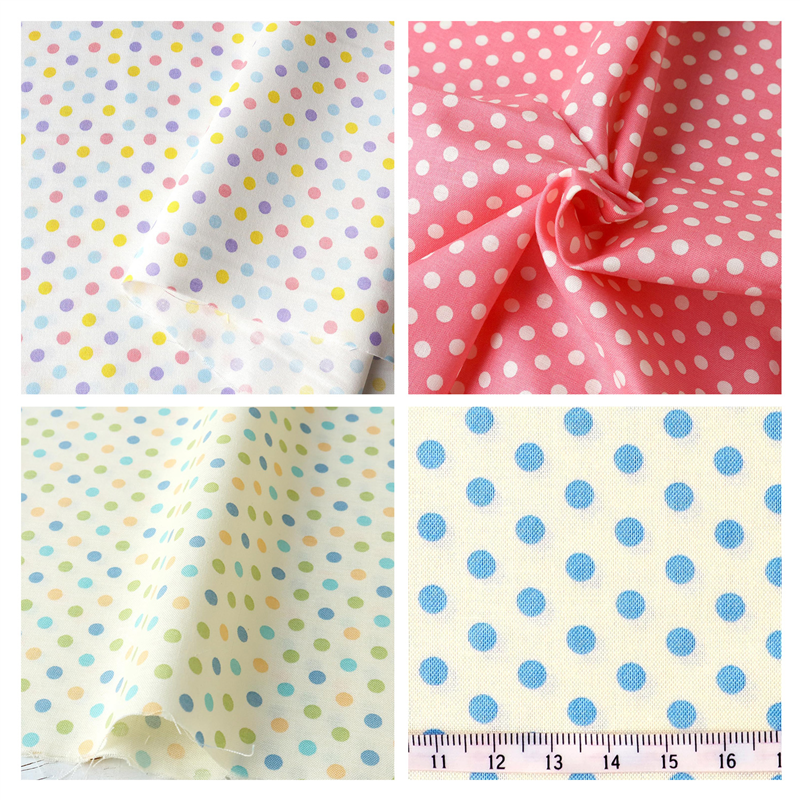 日本紐釦貿易 Happy Sweet Collection ドット スケア プリント生地 巾約110cm 白×パステルコーラル 10mカット HS1284-107-10M 1枚（ご注文単位1枚）【直送品】