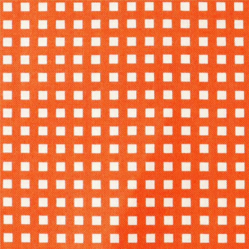 日本紐釦貿易 カラフルチェック柄 プリント生地 北欧風 布 Happy Sweet collection オレンジ 巾約110cm×10m切売カット HS1287-3-10M 1枚（ご注文単位1枚）【直送品】