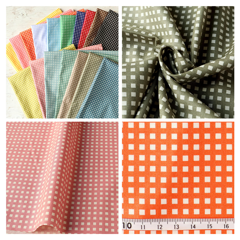 日本紐釦貿易 カラフルチェック柄 プリント生地 北欧風 布 Happy Sweet collection ネイビー 巾約110cm×10m切売カット HS1287-7-10M 1枚（ご注文単位1枚）【直送品】