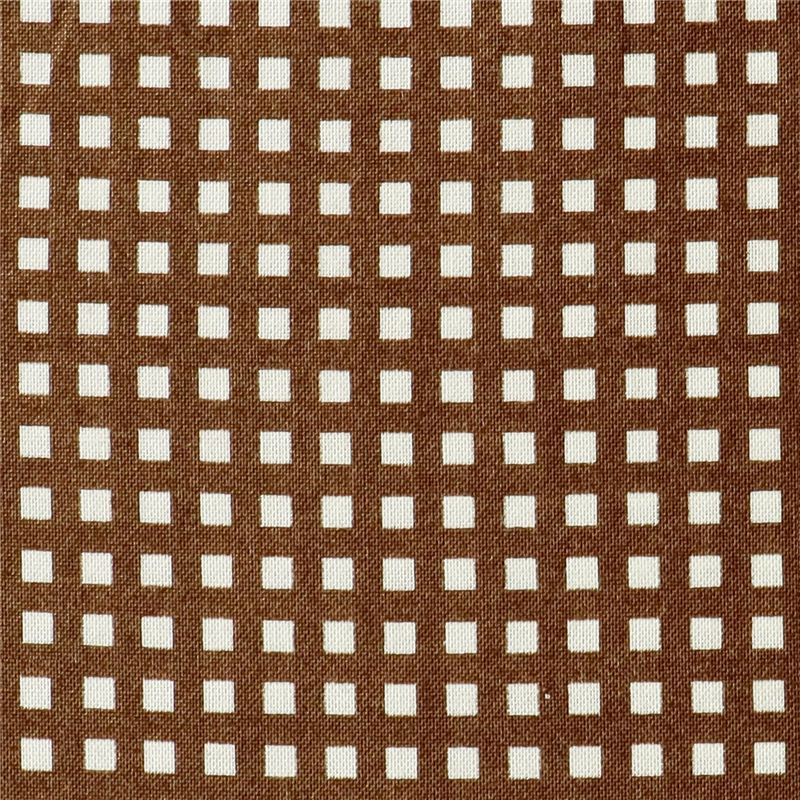 日本紐釦貿易 カラフルチェック柄 プリント生地 北欧風 布 Happy Sweet collection ブラウン 巾約110cm×10m切売カット HS1287-9-10M 1枚（ご注文単位1枚）【直送品】