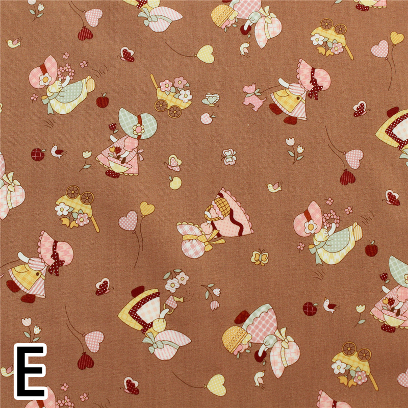 日本紐釦貿易 スーちゃんコレクション Sunbonnet Sue プリント生地 ワイン 巾約110cm×2mカット NCM22000-2E-2M 1枚（ご注文単位1枚）【直送品】