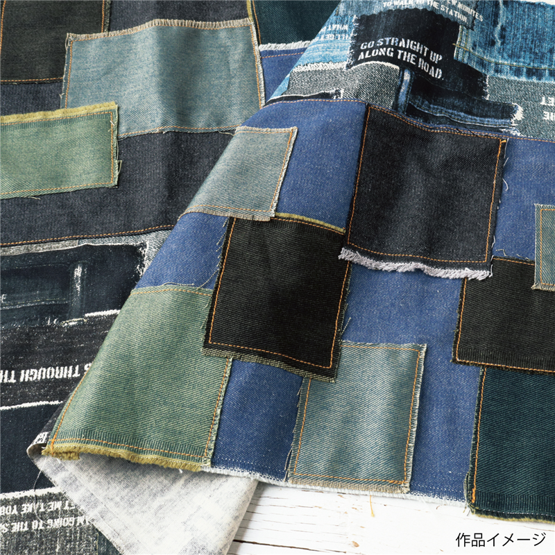 日本紐釦貿易 デニム生地 10オンス 108cm幅×1m切売カット Aブルー 1000-2 1枚（ご注文単位1枚）【直送品】