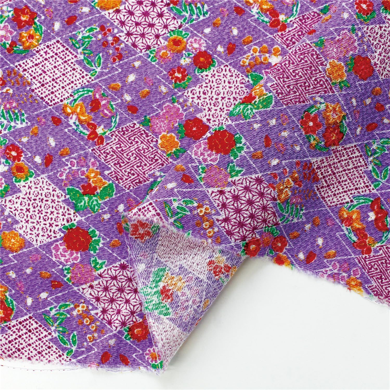 日本紐釦貿易(Nippon Chuko) 金彩ちりめん 柄物 紫 巾約70cm×2mカット GH18-05-CUT-2M 1枚（ご注文単位1枚）【直送品】