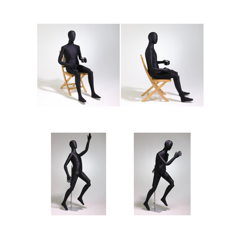 サンクリエイト 紳士可動マネキン 黒 腰吊用スタンド付（ご注文単位1個）【直送品】