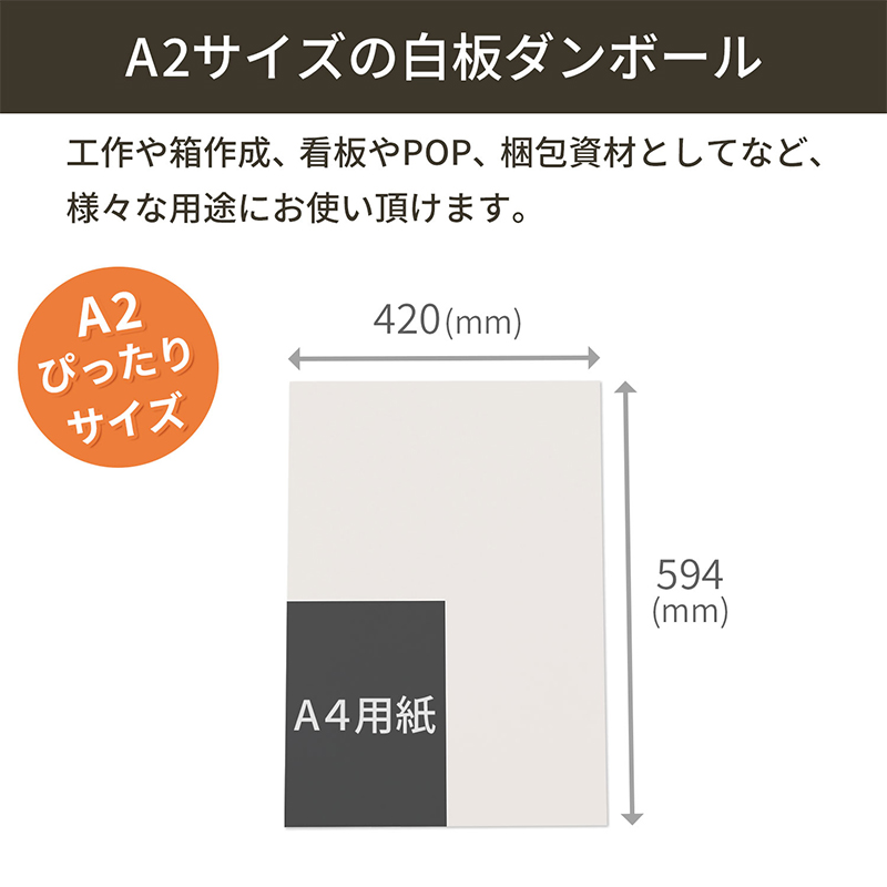 板ダンボール 片面白 A2 594×420mm 40枚入 1セット(ご注文単位1セット)【直送品】