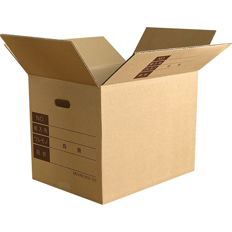 100サイズダンボール 記入欄手穴 5枚 38×27×29cm 1セット（ご注文単位1セット）【直送品】