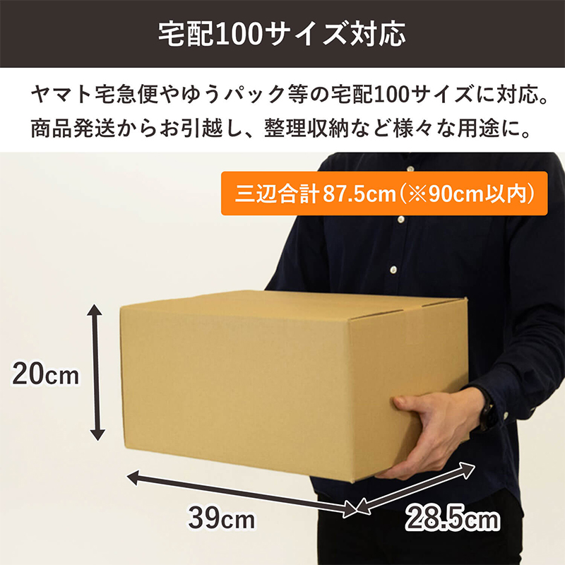 100サイズダンボール 5枚入 39×28.5×20cm 1セット（ご注文単位1セット）【直送品】