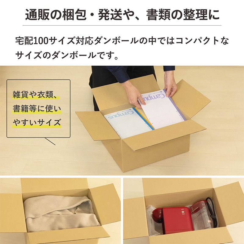100サイズダンボール 5枚入 39×28.5×20cm 1セット（ご注文単位1セット）【直送品】