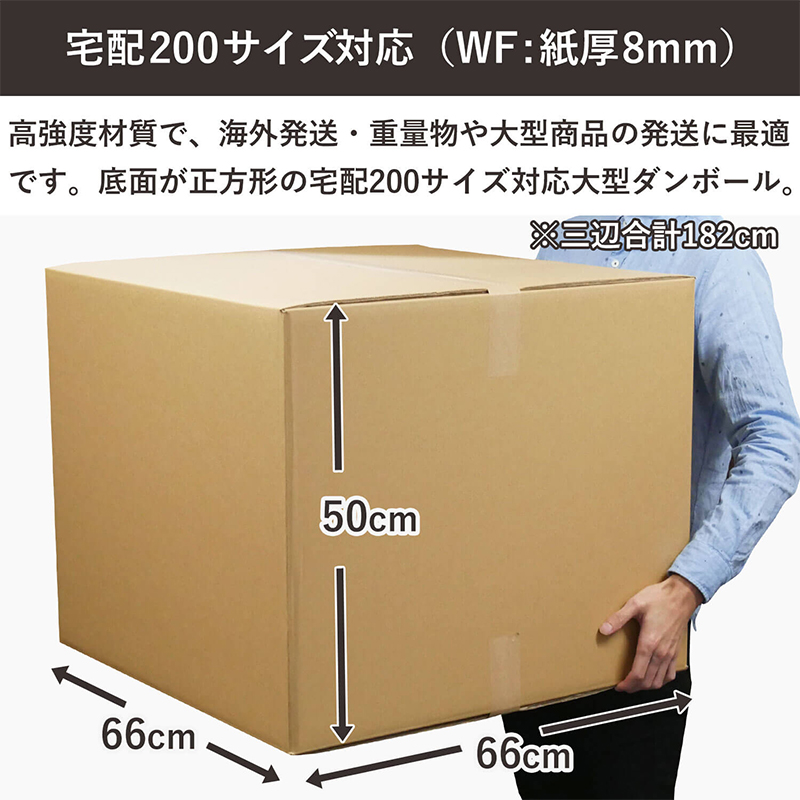 190サイズダンボール 3枚入 66×66×50cm 1セット（ご注文単位1セット）【直送品】