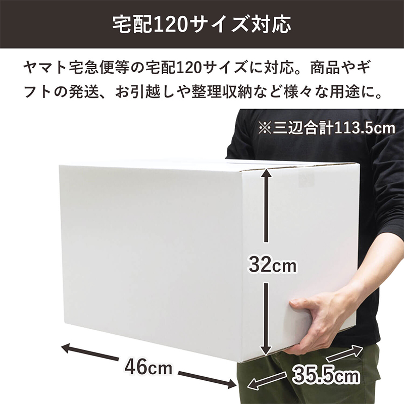 120サイズ白ダンボール 20枚入 46×35.5×32cm 1セット（ご注文単位1セット）【直送品】