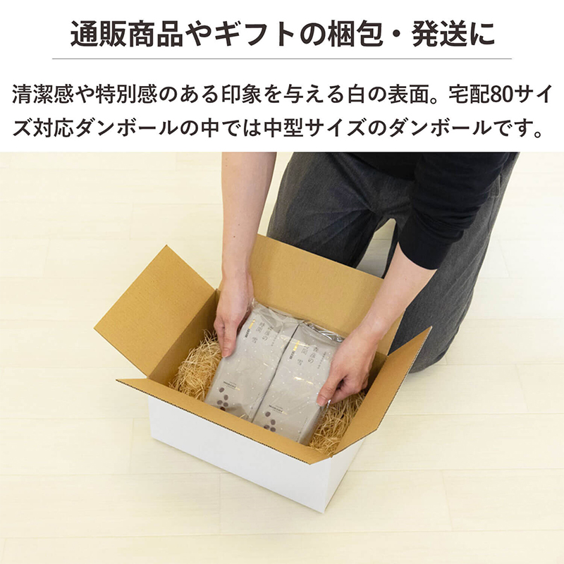 80サイズ白ダンボール 10枚入 32×23×15cm 1セット(ご注文単位1セット)【直送品】
