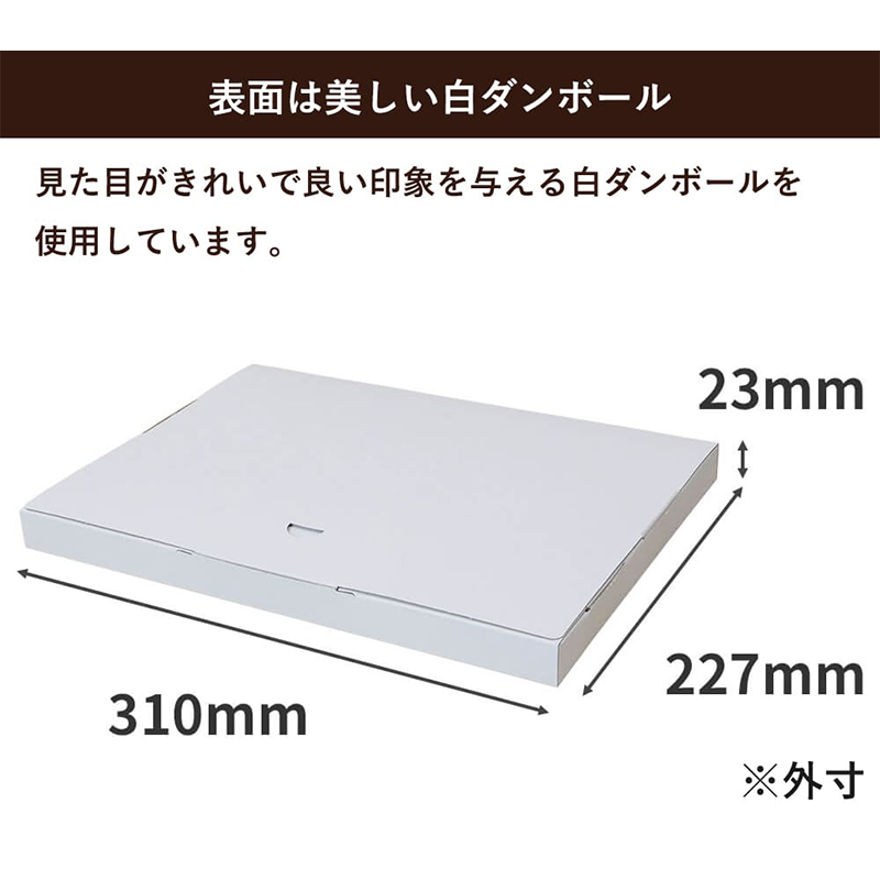メール便用ダンボール 白 310×227×23mm 100枚 1セット（ご注文単位1セット）【直送品】