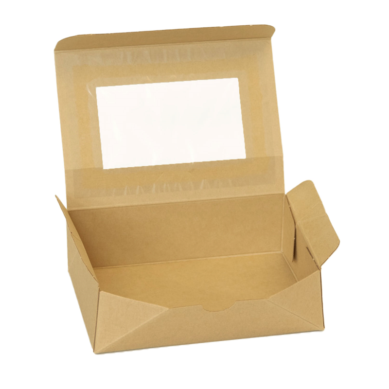 テイクアウト フードボックス 窓付き 茶 400枚入 145×105mm 1セット(ご注文単位1セット)【直送品】