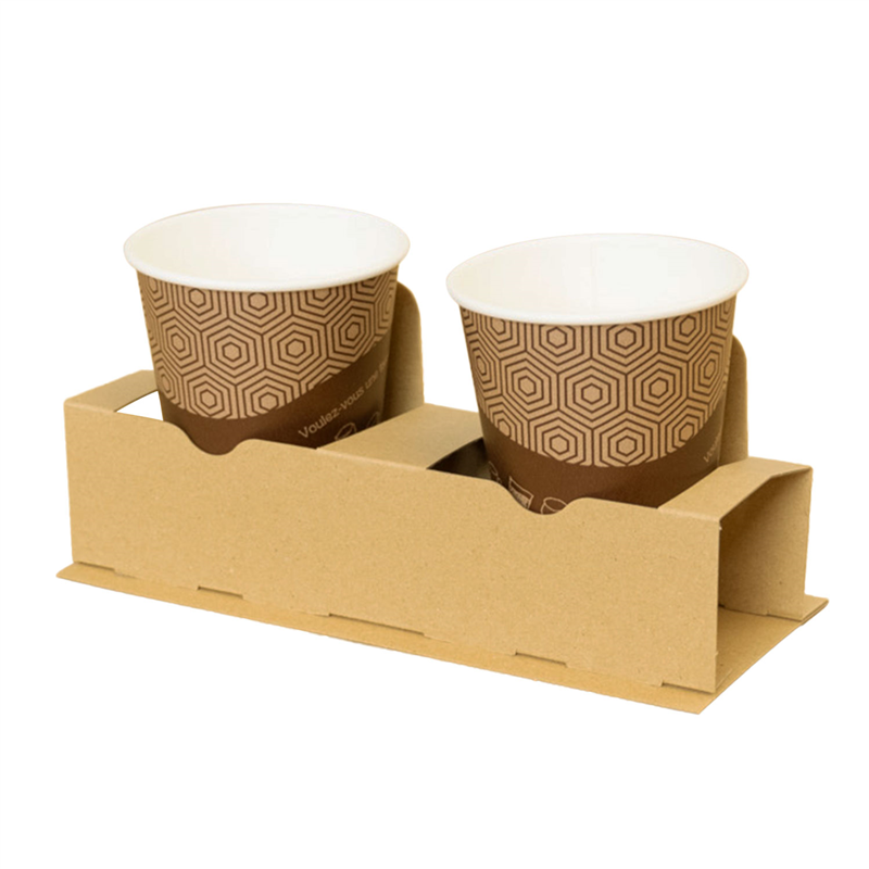 カップホルダー 2個用 切り離し可 茶 500枚入 1セット（ご注文単位1セット）【直送品】