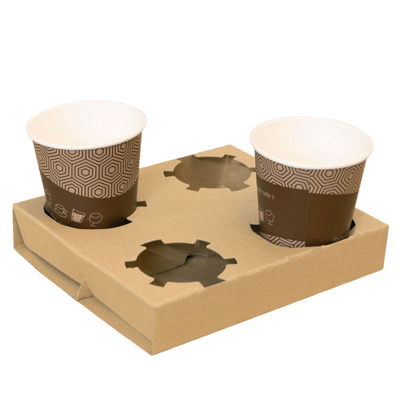 カップホルダー 4個用 切り離し可 茶 200枚入 1セット（ご注文単位1セット）【直送品】