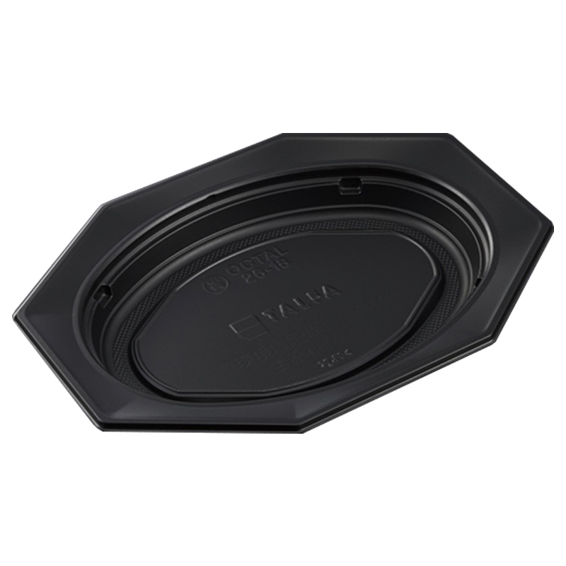 中央化学 軽食容器 TAオクタル 本体 26-18 黒 50枚/袋（ご注文単位4袋）【直送品】