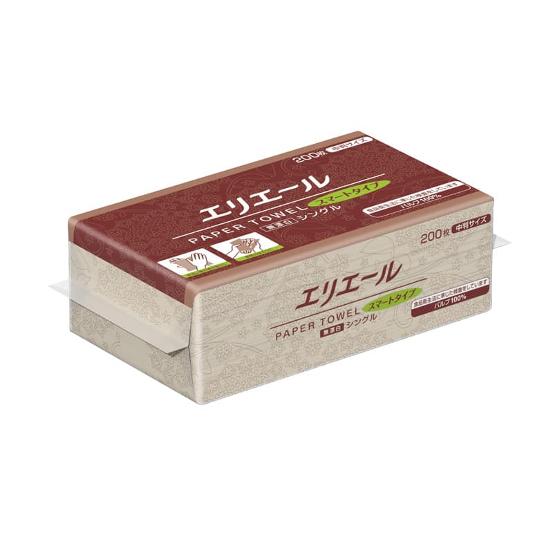 大黒工業 エリエールスマート 無漂白シングル中判 200枚/袋（ご注文単位1袋）【直送品】