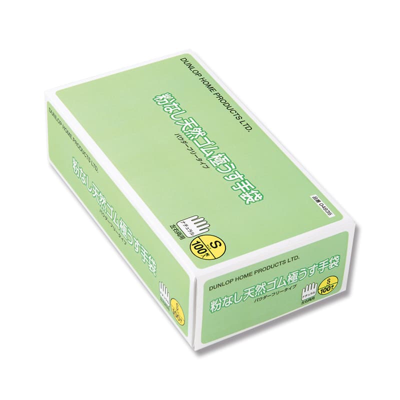 大黒工業 粉なし天然ゴム極うす手袋 7556 S 100枚（ご注文単位1箱）【直送品】