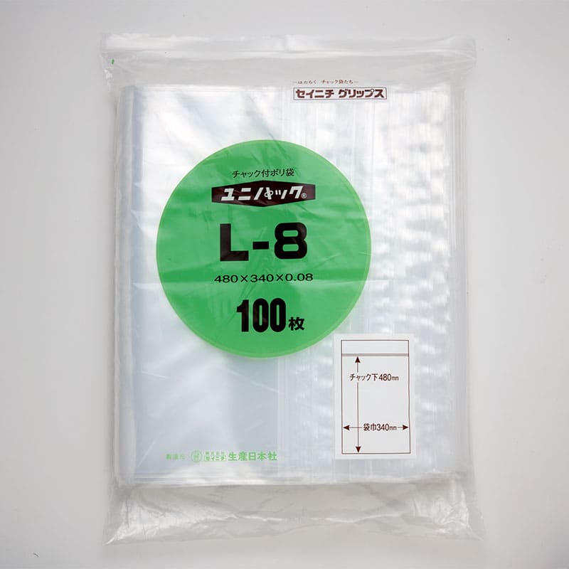 大黒工業 ユニパック 厚口 L-8 100枚/袋（ご注文単位1袋）【直送品】