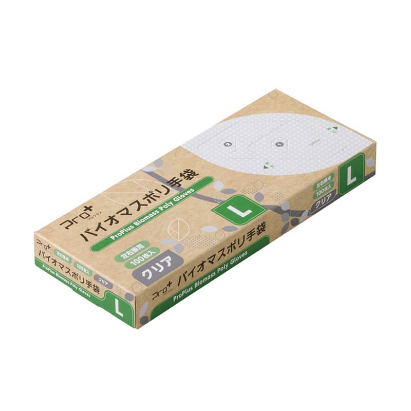 大黒工業 Pro+バイオマスポリ手袋箱入 クリア L 100枚/箱（ご注文単位1箱）【直送品】