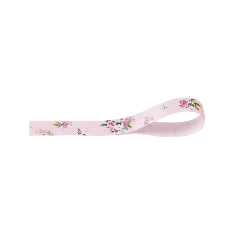 イナップ 12.6mmバラ柄リボン ピンク 1巻(ご注単位6巻)【直送品】